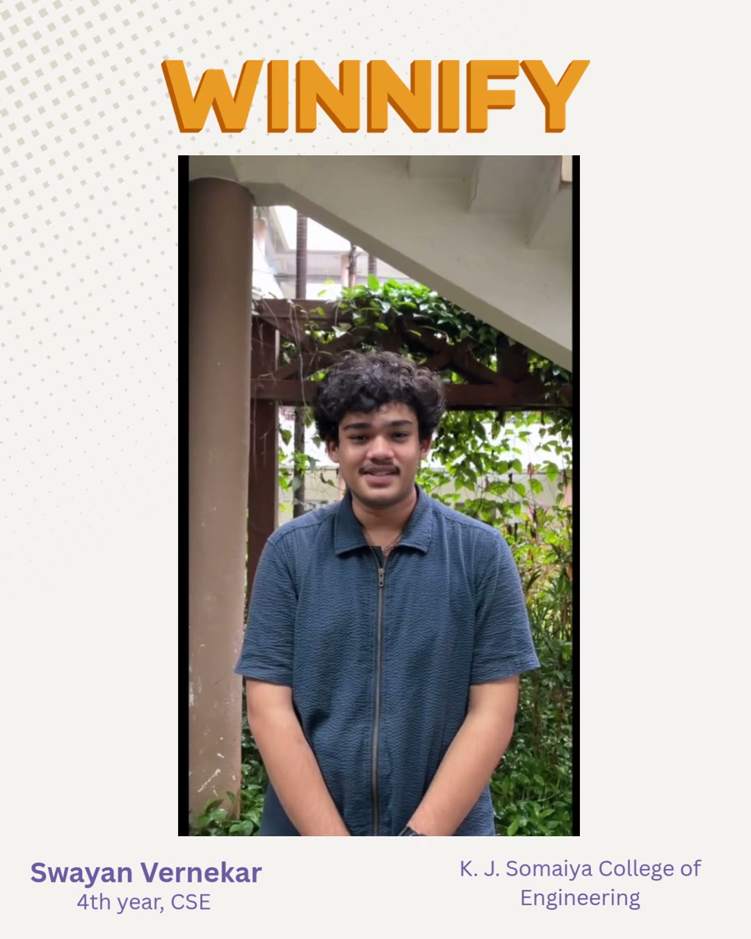 Swayan Vernekar — Winnify testimonial thumbnail